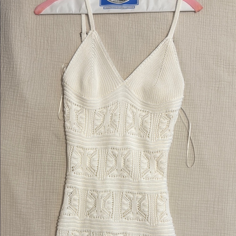 White Knit Mini Beach Bridal Dress